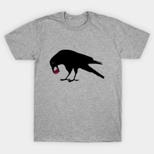 Black Crow with a Shiny Red Marble T-Shirt